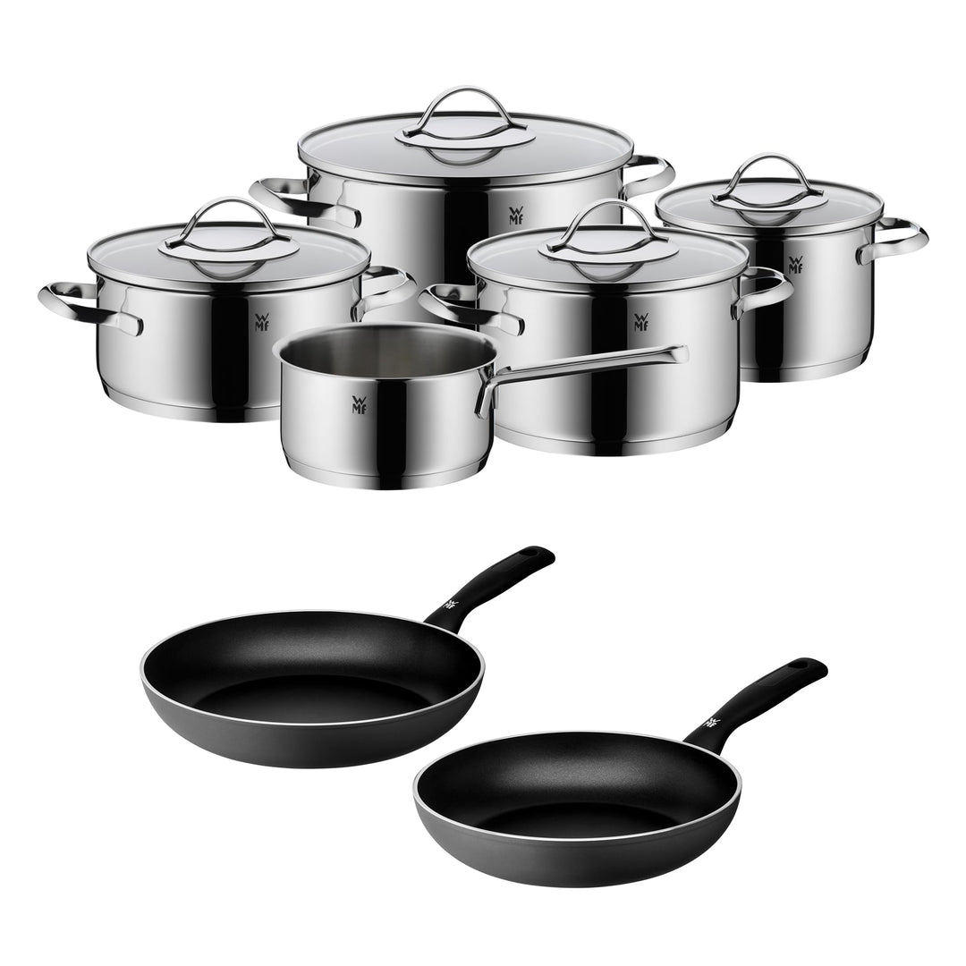 WMF Aparto Topfset 5-teilig mit Glasdeckel, Induktions Töpfe Set unbeschichtet & Permadur Inspire Br