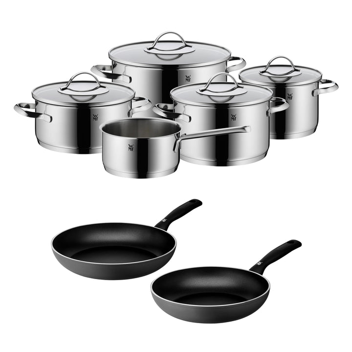 WMF Aparto Topfset 5-teilig mit Glasdeckel, Induktions Töpfe Set unbeschichtet & Permadur Inspire Br