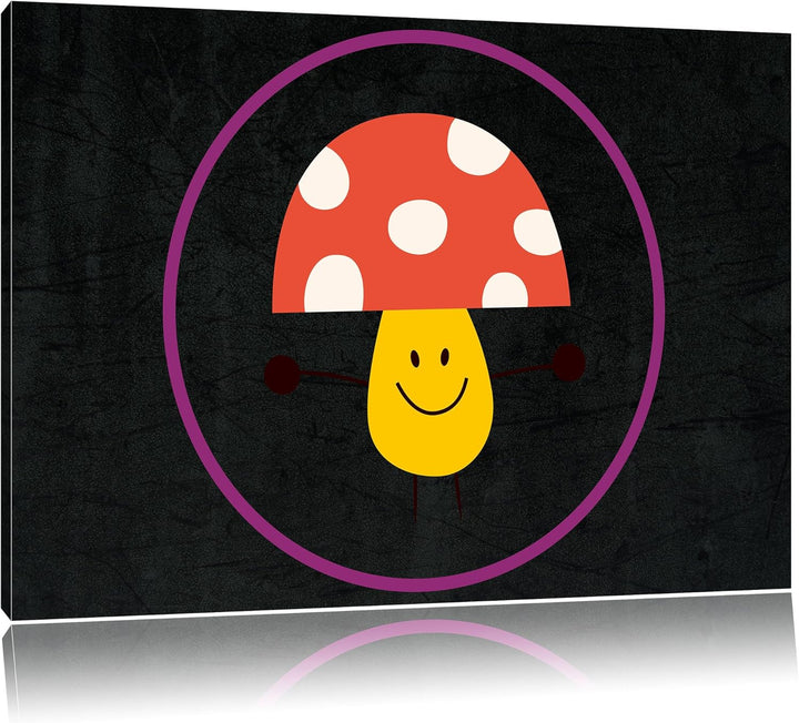 Süsser Pilz schwarz, Format: 100x70 auf Leinwand, XXL riesige Bilder fertig gerahmt mit Keilrahmen,
