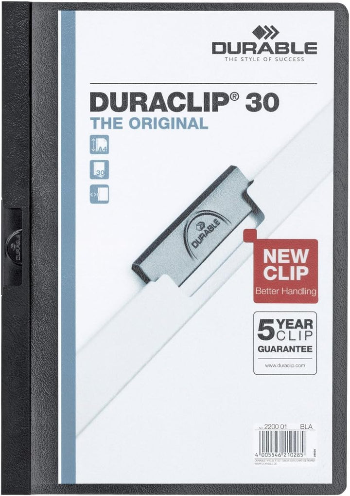 Durable Klemm-Mappe Duraclip Original 30 (für 1-30 Blatt A4), 25 Stück, schwarz, 220001 schwarz 1 -