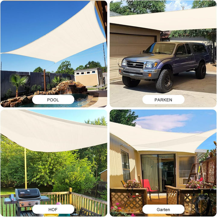HENG FENG Sonnensegel Rechteckig Quadratisch 4x4m HDPE Sonnenschutz Windschutz Atmungsaktiv mit UV S