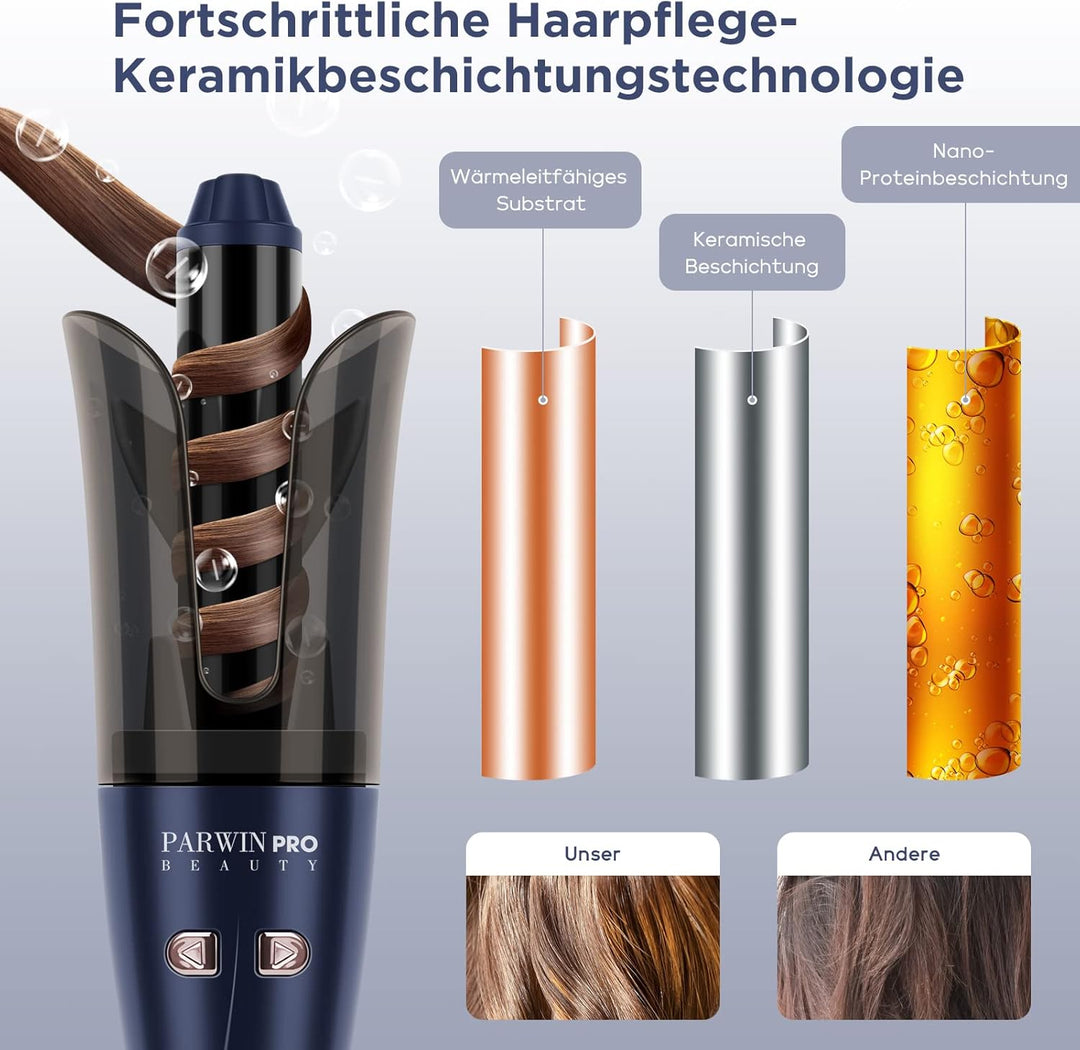 PARWIN PRO BEAUTY Lockenstab Automatisch 32mm mit Keramikbeschichtung, Dualspannung 100-240V, 4 Eins