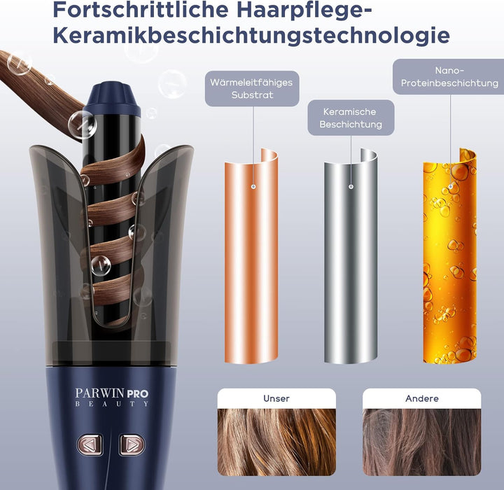 PARWIN PRO BEAUTY Lockenstab Automatisch 32mm mit Keramikbeschichtung, Dualspannung 100-240V, 4 Eins
