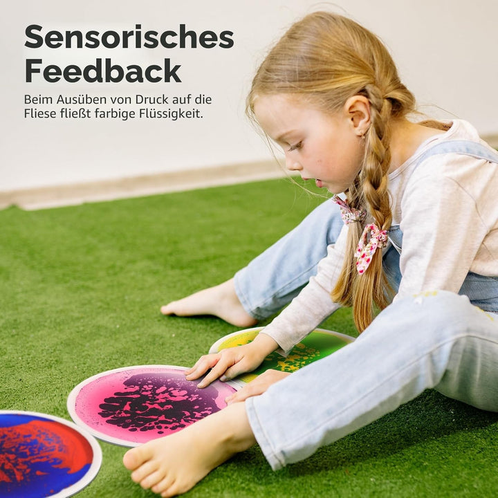 Art3d 9 stück runde sensorische Bodenfliesen für Kinder Kleinkinder und Kinder Bunte flüssige sensor