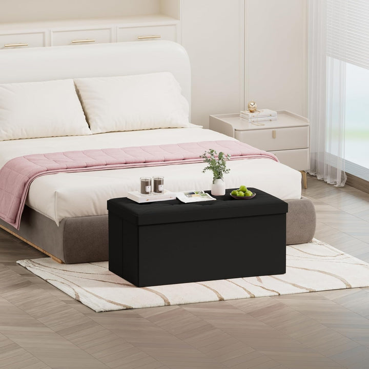 BRIAN & DANY Sitzbank mit Stauraum, Faltbar Sitzhocker Truhen Aufbewahrungsbox aus Samt, 76 x 38 x 3
