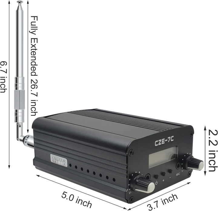 BaseWish FM-Transmitter mit grosser Reichweite, 7 W, 1 W, mit LCD und 3,5 mm Audiokabel, ideal für K