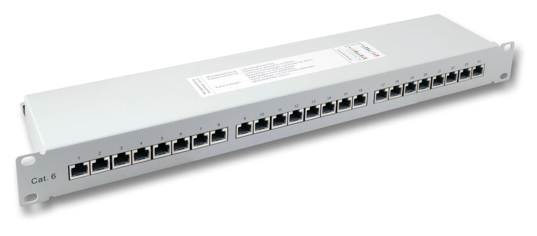 BIGtec 24 Port CAT6a Patchpanel Verteilerfeld Verteiler Patchfeld 500Mhz 10 Gigabit LSA Technik RJ45