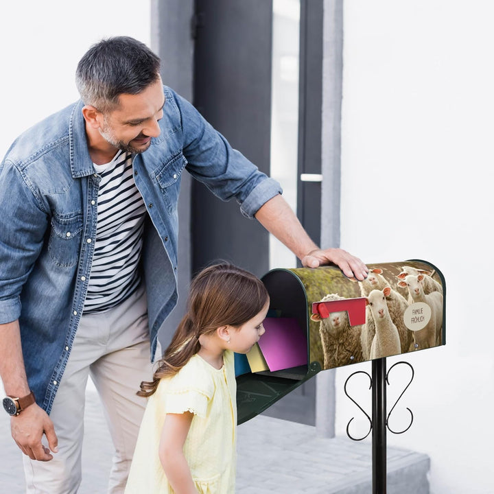 banjado® Amerikanischer Briefkasten individualisiert - US Mailbox/Letterbox mit Motiv Schaffamilie 5