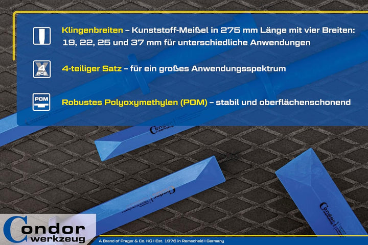 Condor Werkzeug 3706 | Kunststoff Schaber-Satz | 4-tlg. | Meissel Satz | Klebegewicht Entferner | Sc