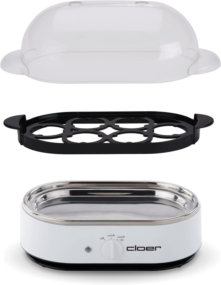 Cloer 6081 Eierkocher mit akustischer Fertigmeldung, Kunststoff, weiss