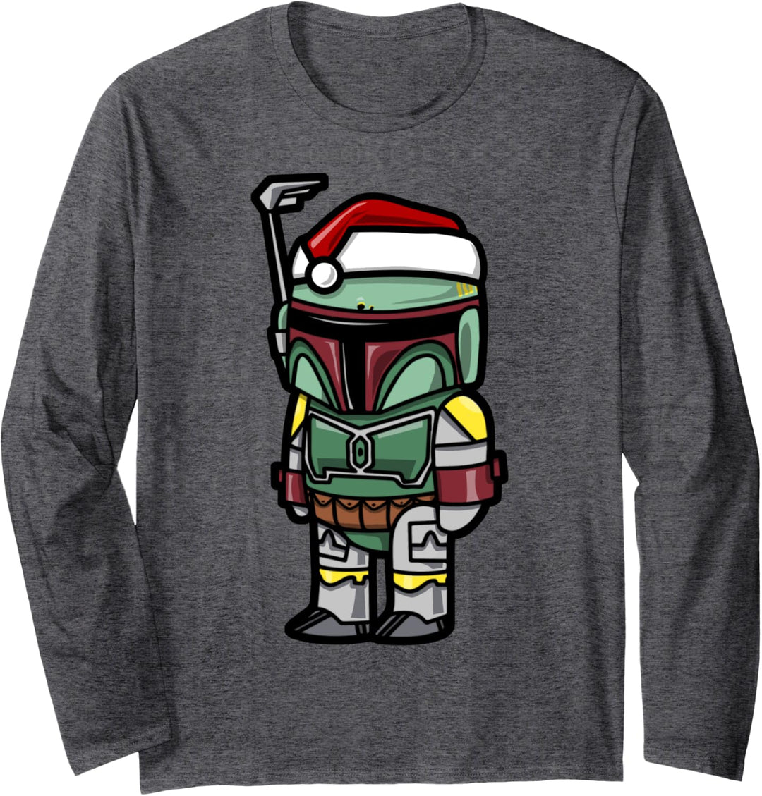 Star Wars Boba Fett Santa Hat Cartoon Langarmshirt