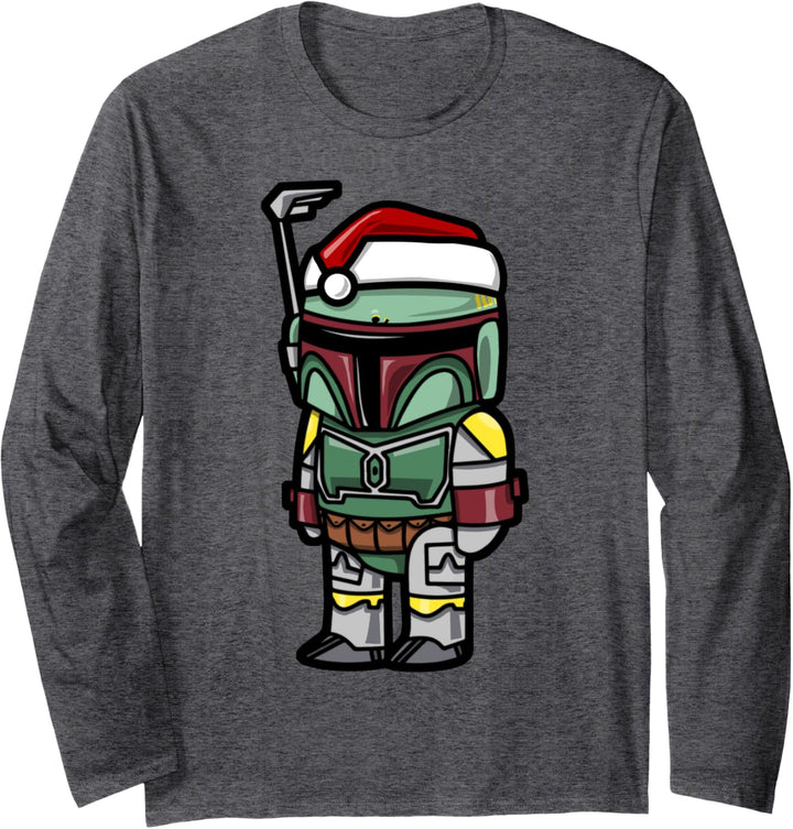 Star Wars Boba Fett Santa Hat Cartoon Langarmshirt