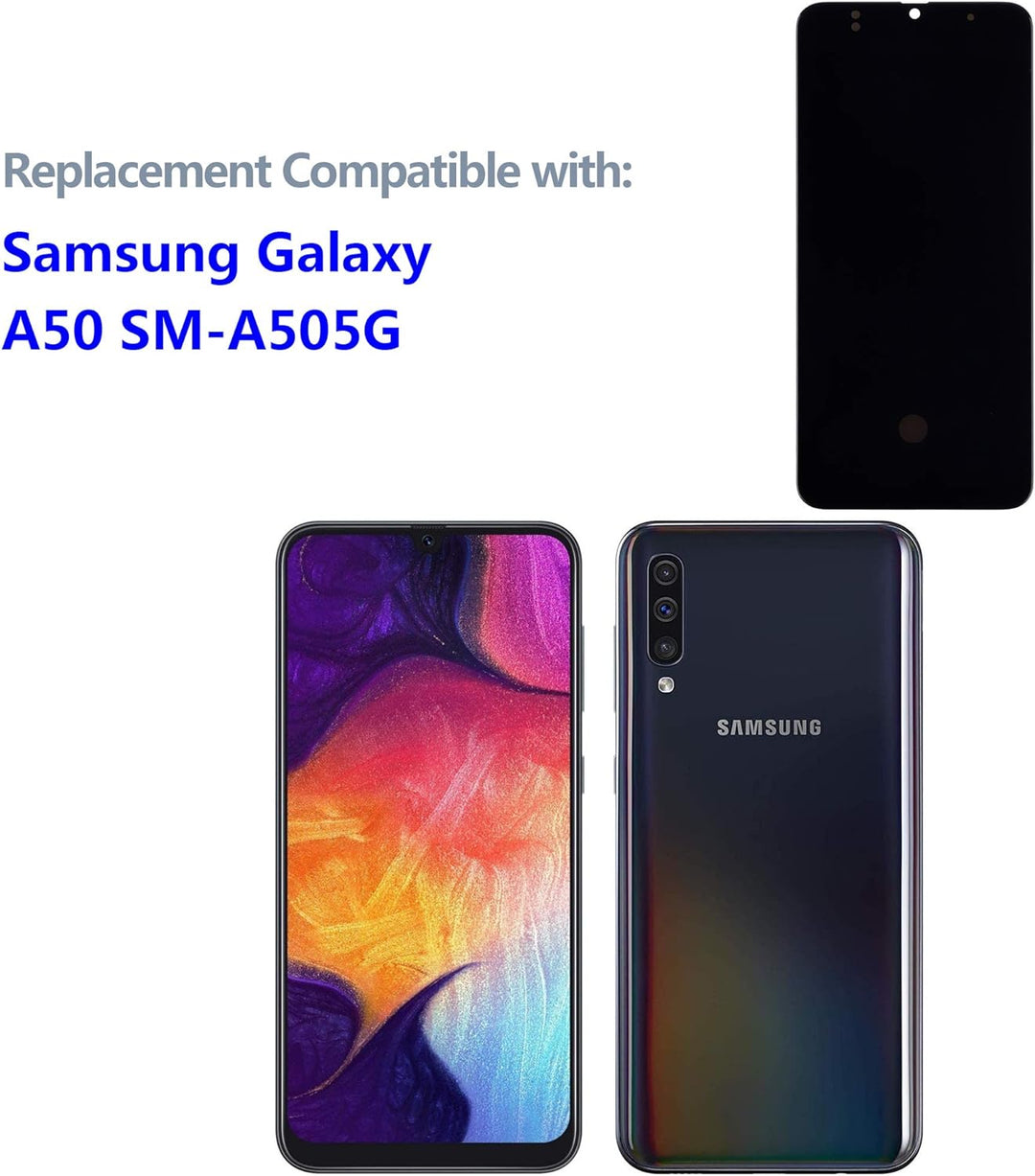 swark OLED Display Kompatibel mit Samsung Galaxy A50 SM-A505 & A50s SM-A507 (Schwarz Ohne Rahmen) LC
