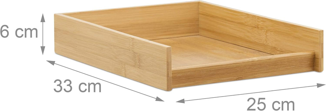 Relaxdays 10 x Dokumentenablage, DIN A4 Papierfach, Büro, Schreibtisch, flach, MDF Briefablage Bambu