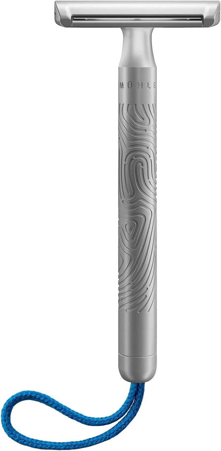 MÜHLE Companion Rasierset 5 tlg. - Unisex Sicherheitsrasierer mit grauer Kordel, Klinge, Creme, Tuch