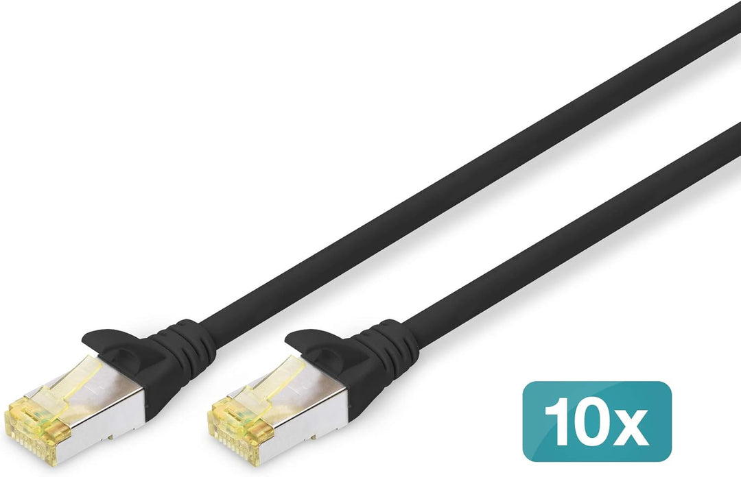 DIGITUS LAN Kabel Cat 6A - 1m - 10 Stück - RJ45 Netzwerkkabel - S/FTP Geschirmt - Kompatibel zu Cat-