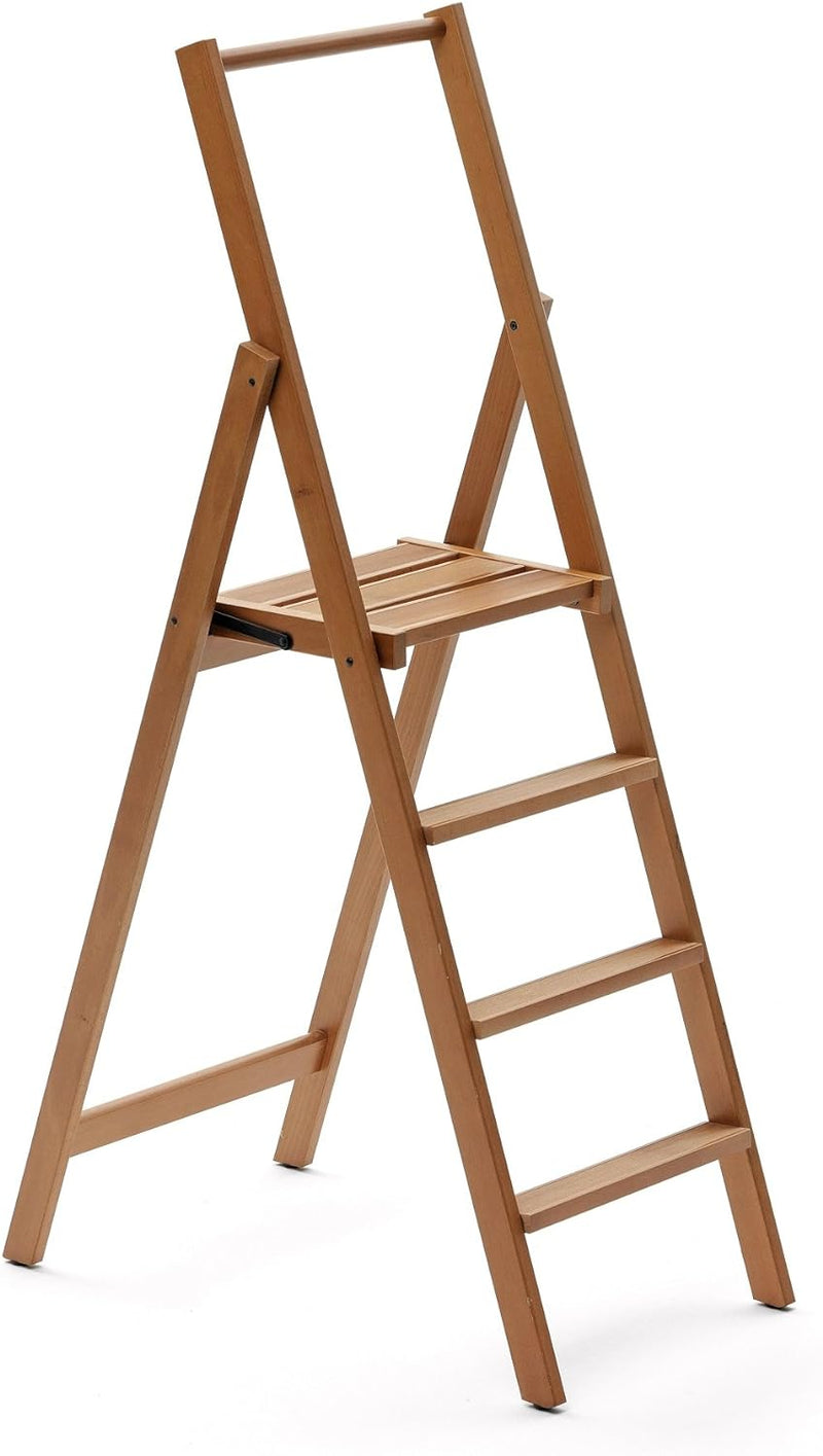 ARREDAMENTI ITALIA 4-Stufen Leiter Kimora, Holz - zusammenklappbar - 4 Stufen -Farbe: Kirsche Holz A