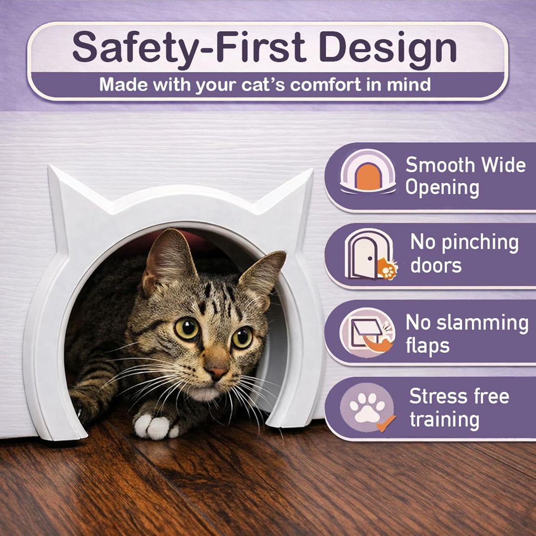 The Kitty Pass Katzentür für Katzen mit einem Fassungsvermögen von bis zu 7 kg Weiss, Weiss