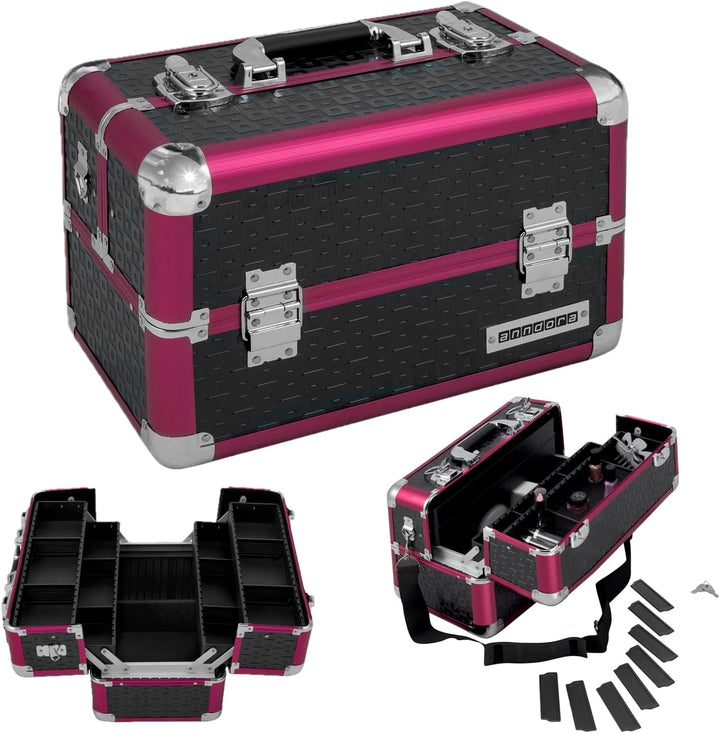 anndora Beauty Case Kosmetikkoffer Schminkkoffer roter Rahmen Schwarz Karo Fs02 Schwarz / Rot, Fs02