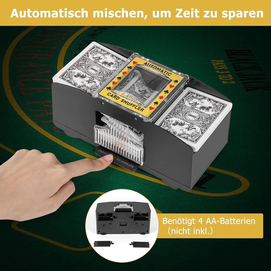 DREAMADE Pokerkoffer mit 600 Laser Poker Chips/ 6 Pokerkarten Set/Kartenmischer/Kartengeber/Spielmat