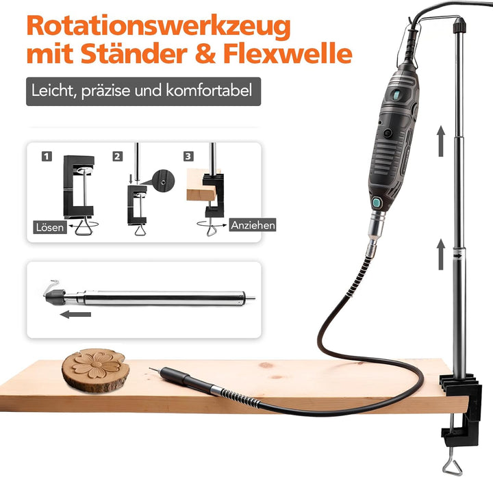 200W Multifunktionswerkzeug, 6-stufige Drehzahlregelung (8000–35000 U/min), 129 Zubehörteile, Schnel