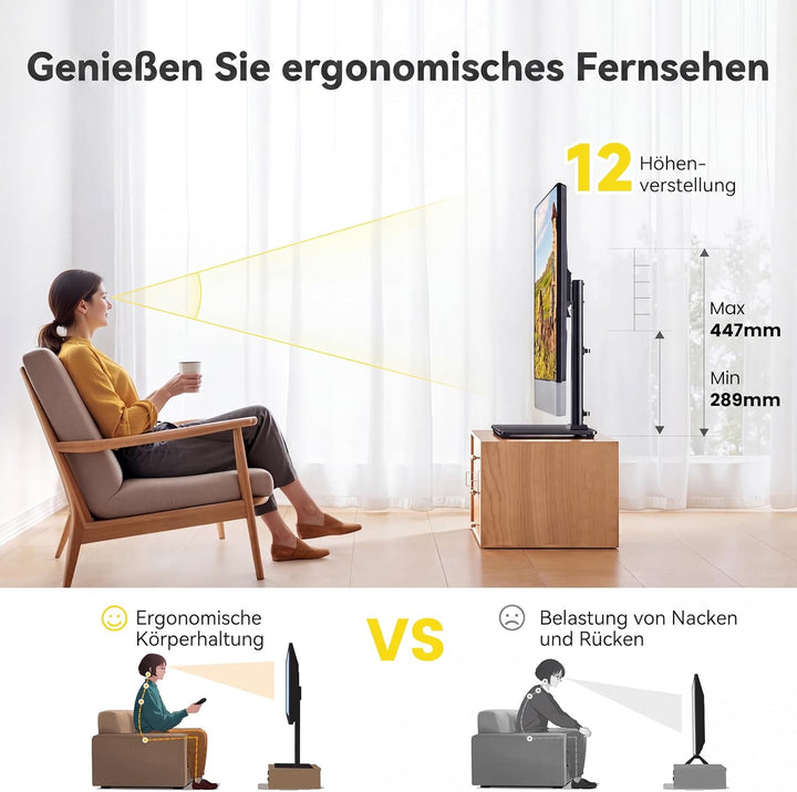 TV Ständer Schwenkbarer, Universal TV Standfuss für 32-60 Zoll LED LCD Flach &amp; Curved Fernseher bis