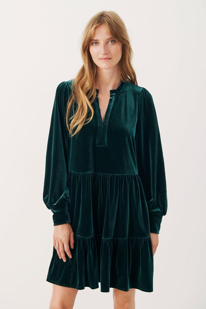 Part Two Damen Damenkleid mit Langen Ärmeln, Über Knielänge, mit Flared, V-Notch Kleid M Green Gable