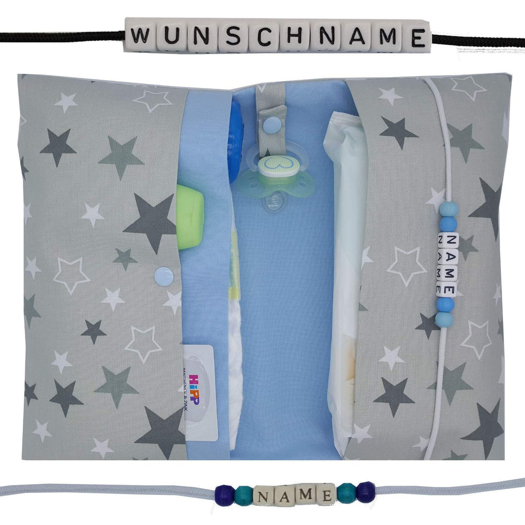 Grosse Windeltasche XXL mit Name Wickeltasche Innen glatte Baumwolle, Innen glatte Baumwolle