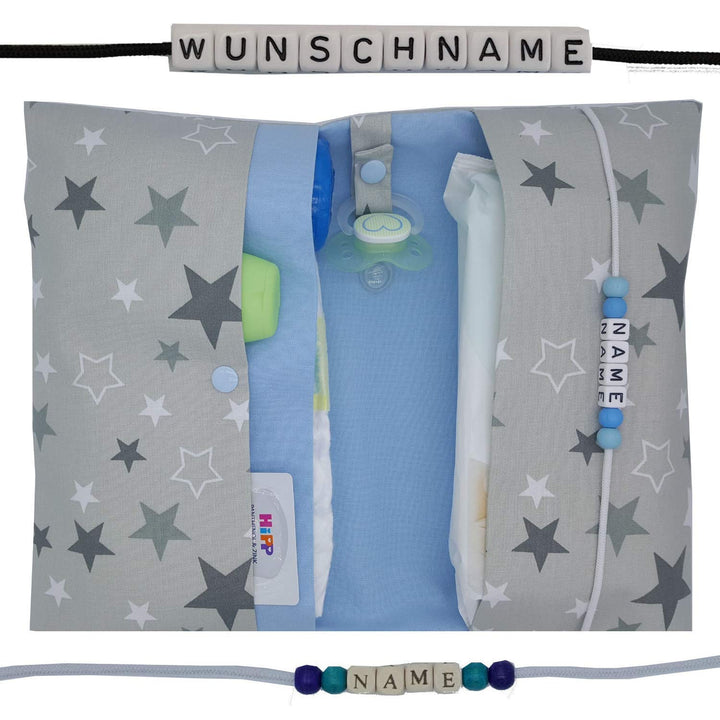 Grosse Windeltasche XXL mit Name Wickeltasche Innen glatte Baumwolle, Innen glatte Baumwolle
