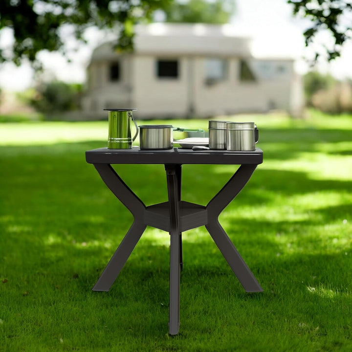 Spetebo Kunststoff Gartentisch quadratisch 70 cm - anthrazit - Campingtisch im klassischen Design -