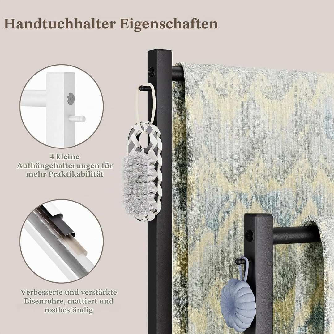 Yawinhe Handtuchständer Freistehend mit 2 Handtuchstangen, Handtuchhalter Stehend, Handtuchleiter fü