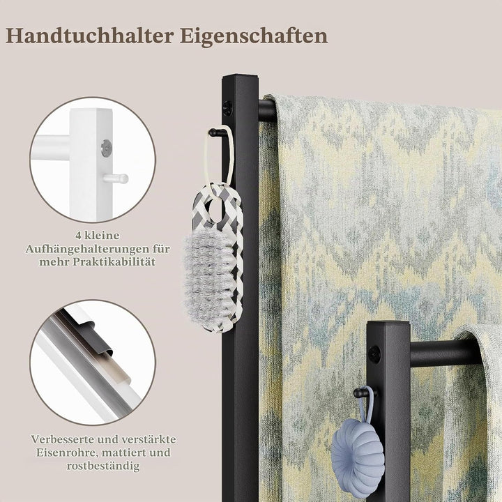 Yawinhe Handtuchständer Freistehend mit 2 Handtuchstangen, Handtuchhalter Stehend, Handtuchleiter fü