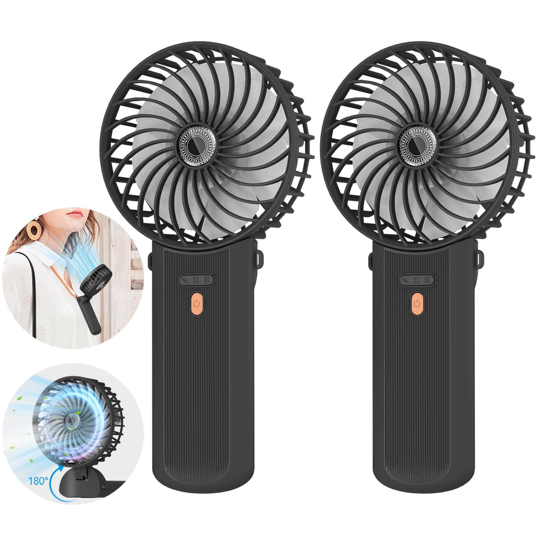Lepwings Handventilator, 2 Stück Mini Ventilator USB Wiederaufladbar, 5,5-16 Std. Laufzeit, 4 Windge