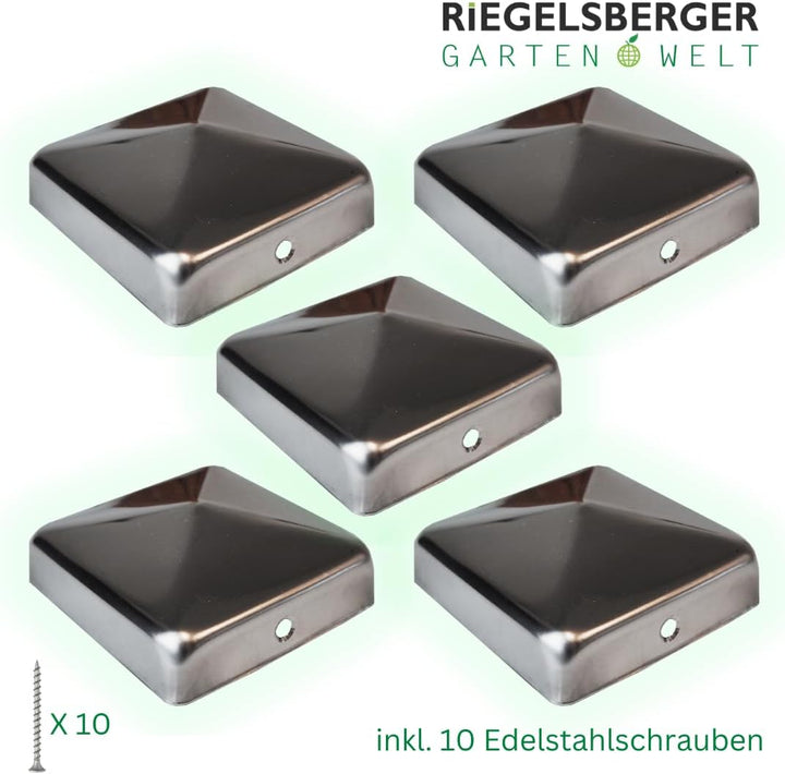 Premium Pfostenkappe 91x91 mm aus Edelstahl für Pfosten 9x9 cm Pyramide Zaunkappe Abdeckkappe 5 Stüc