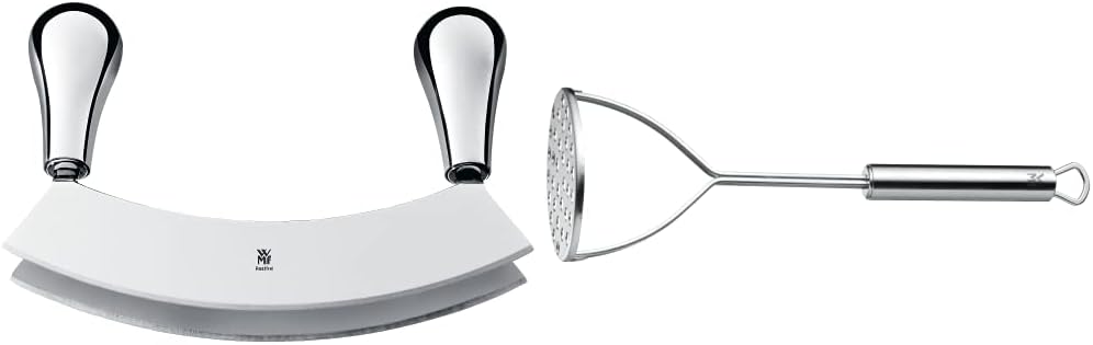 WMF Kräutermesser Wiegemesser zweischneidig 18 cm & Profi Plus Kartoffelstampfer 28,5 cm, Cromargan