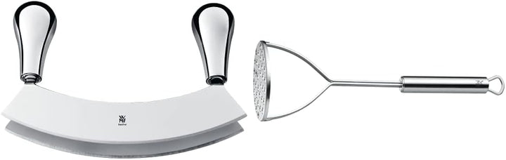 WMF Kräutermesser Wiegemesser zweischneidig 18 cm & Profi Plus Kartoffelstampfer 28,5 cm, Cromargan