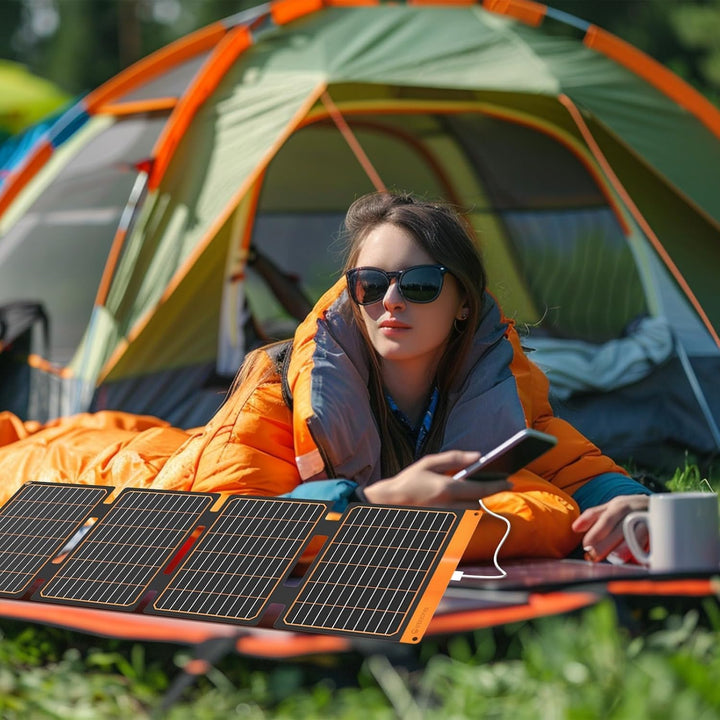 FlexSolar 40W Faltbares Solarpanel, Tragbares Solarladegerät mit USB-A (QC3.0) & USB-C (PD3.0), 13.9