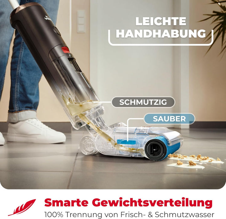 Vileda PureClean S5 Plus - Kabelloser Nass- & Trockensauger mit Zubehör - 3-in-1 Kehren, Saugen & W