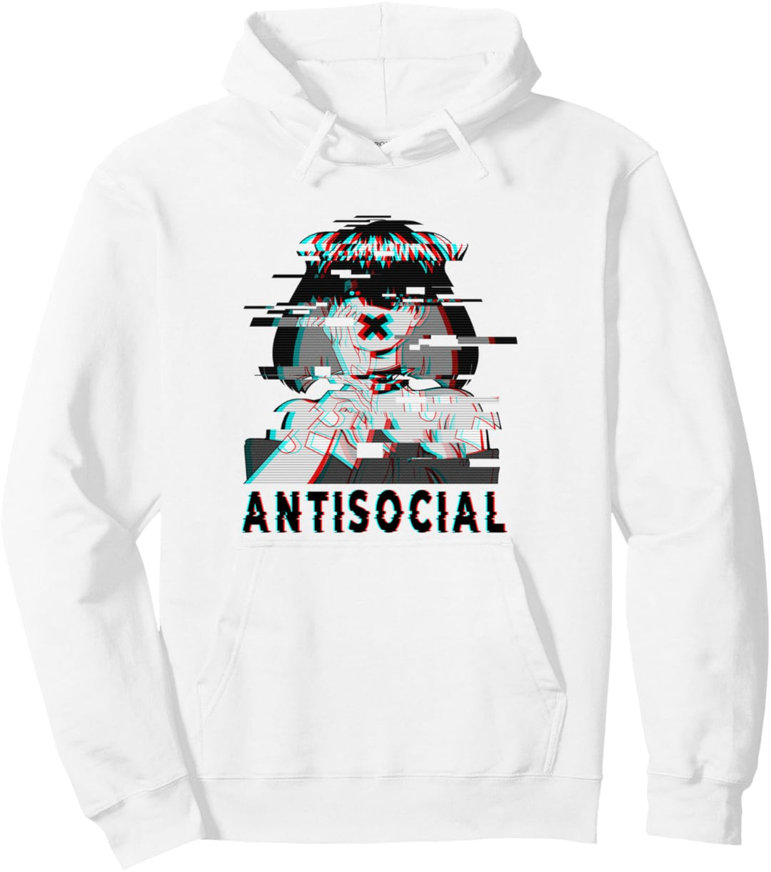 Antisoziale Anime Gothic Girl Vaporwave Glitch 90er Pullover Hoodie