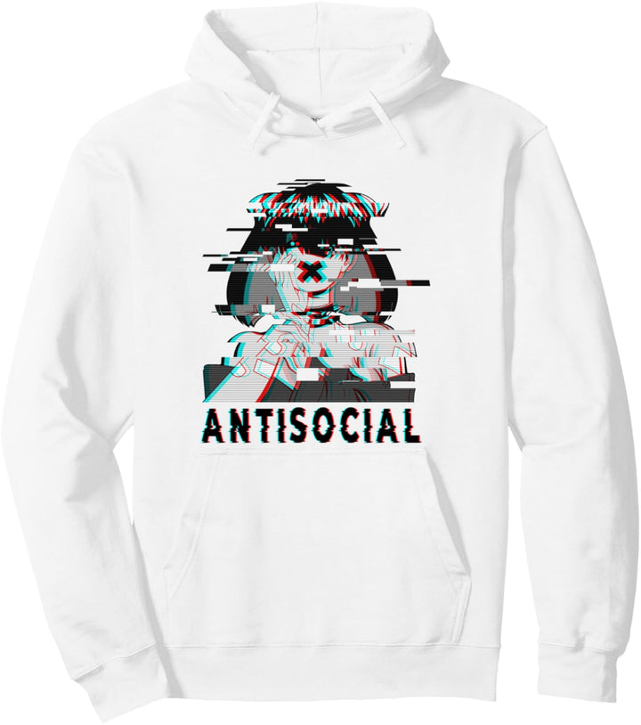 Antisoziale Anime Gothic Girl Vaporwave Glitch 90er Pullover Hoodie