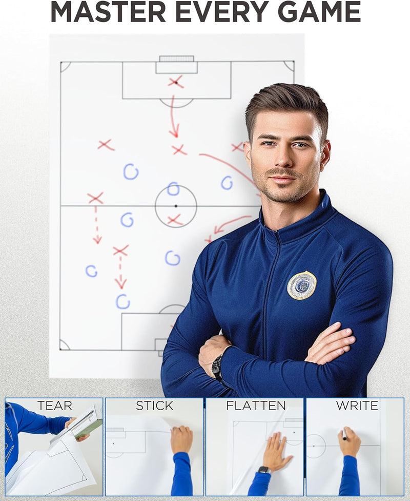 EASYCLING Magique Taktiktafel Fussball Selbsthaftend - Statische Taktikfolie Fussball mit 25 Blatt &