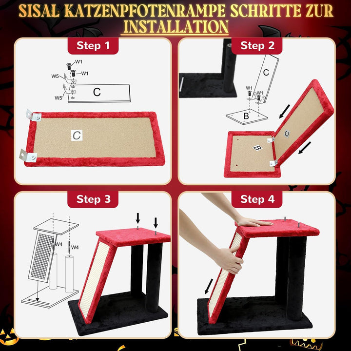 Globlazer F50 Kratzbaum mit Katzenhaus L:50cm Sisalrampe für Katzen Senior | Katzenbaum Stabil für E