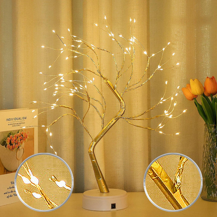 Lunartec Baum Lichterbaum: LED-Lichterbaum, 108 LEDs, USB oder Batterie, 53 cm hoch, goldfarben (Gol