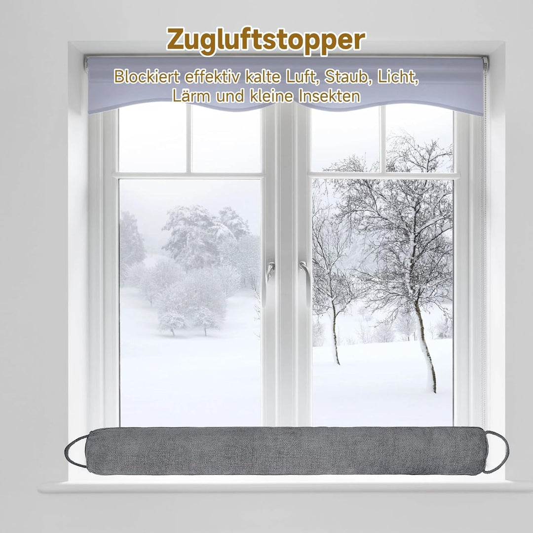 Schwerer Türzugstopper, 91 cm Grauer Stoff Türzugstopper, Windstopper, Schallschutz, blockiert Licht