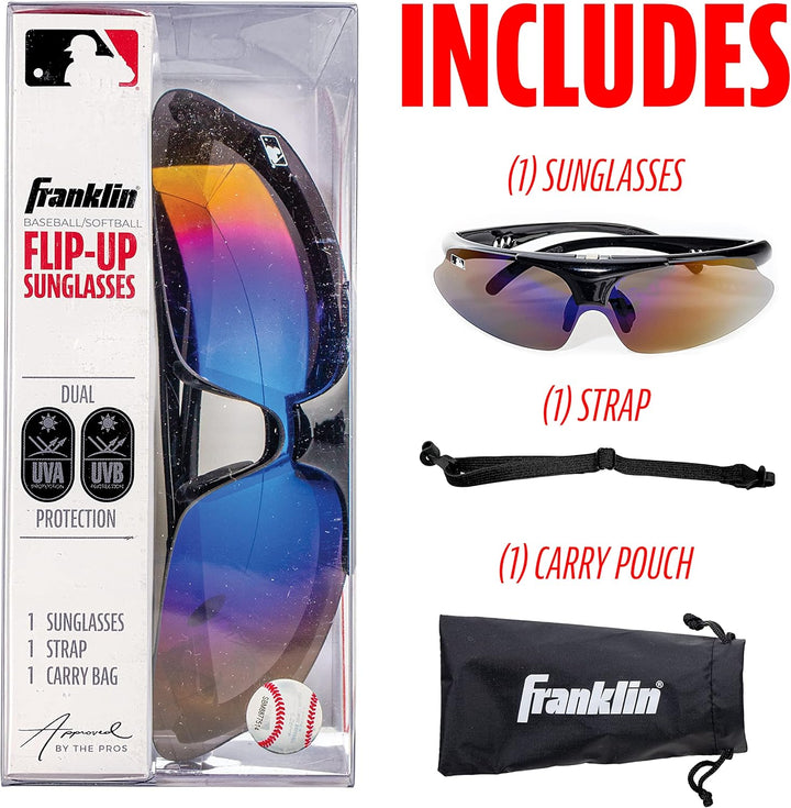 Franklin Sports MLB - Flip Up Baseball + Softball Sonnenbrille für Kinder + Erwachsene - Leichte Spo