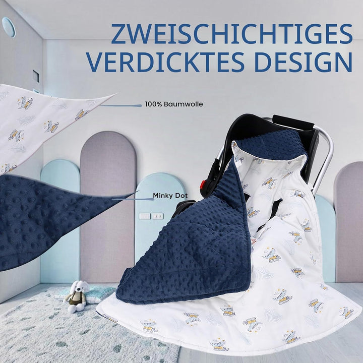 LAT Baby Einschlagdecke Babyschale - Decke Kinderwagen 90x90cm 100% Baumwolle Universal Babydecke Do