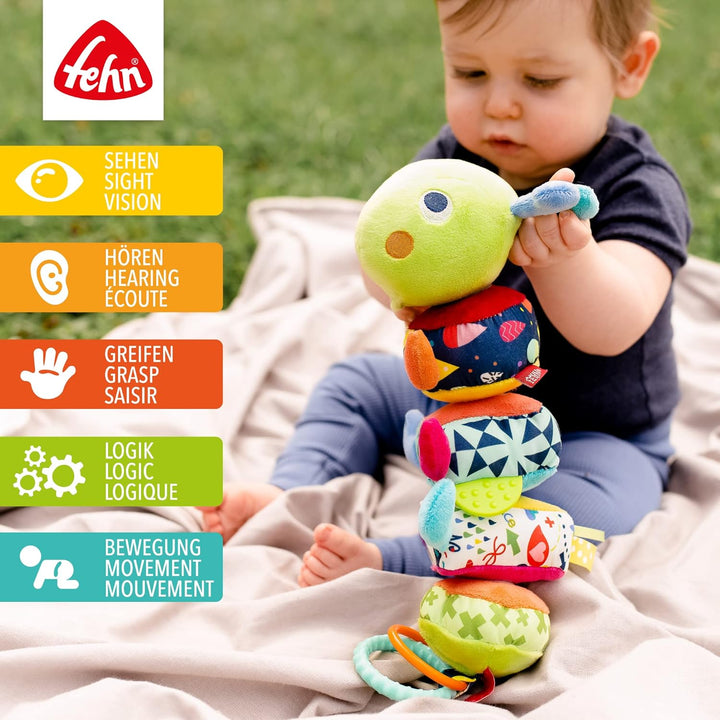 Fehn 055399 Activity-Puzzle-Raupe Color Friends – Motorikspielzeug zum Greifen & Activity-Spieltier