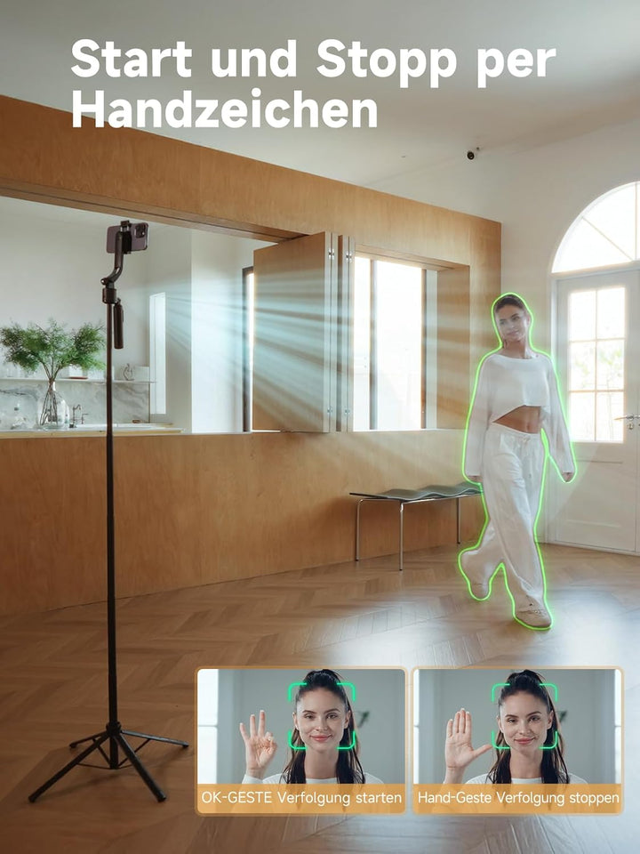 Handy Stativ mit Verfolgung, Rollei 360 Grad Rotation Automatic Face Tracking Smartphone Tripod Self