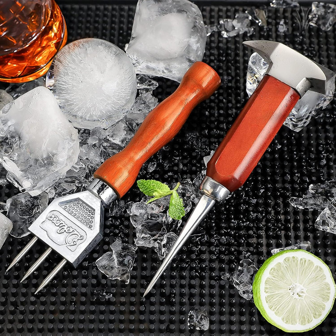 Eisspiess-Set mit 5,1 cm und 17,2 cm Edelstahl-Eiszerkleinerer mit Holzgriff, japanischer Stil, idea