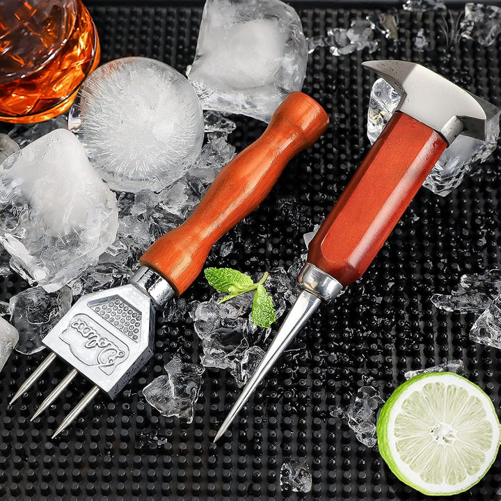 Eisspiess-Set mit 5,1 cm und 17,2 cm Edelstahl-Eiszerkleinerer mit Holzgriff, japanischer Stil, idea